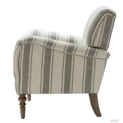 Kirkland's Home Gray White Carved Slope Stripe Accent Chair- Accent Chairs