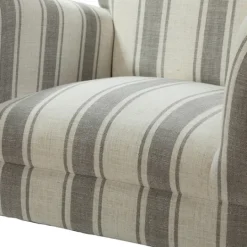 Kirkland's Home Gray White Carved Slope Stripe Accent Chair- Accent Chairs