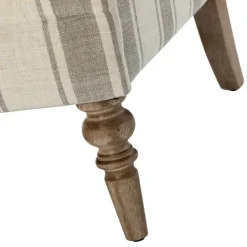 Kirkland's Home Gray White Carved Slope Stripe Accent Chair- Accent Chairs