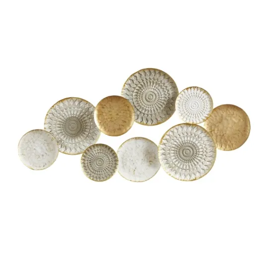 Kirkland's Home Gray White Metal Connected Circle Wall Plaque- Wall Plaques