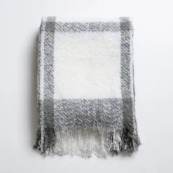 Kirkland's Home Gray Windowpane Faux Mohair Throw- Blankets & Throws