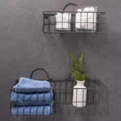 Kirkland's Home Gray Wire Wall Baskets, Set Of 2- Shelves
