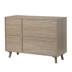 Kirkland's Home Gray Wood And Cane 3-Door Cabinet- Cabinets & Sideboards