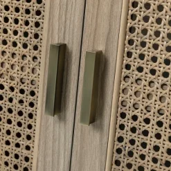 Kirkland's Home Gray Wood And Cane 3-Door Cabinet- Cabinets & Sideboards