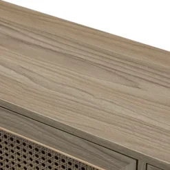 Kirkland's Home Gray Wood And Cane 3-Door Cabinet- Cabinets & Sideboards