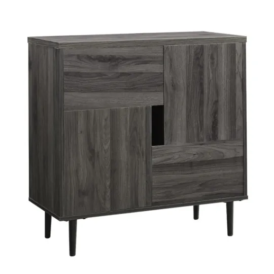 Kirkland's Home Gray Wood 4-Door Modern Cabinet- Cabinets & Sideboards