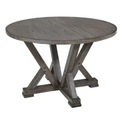 Kirkland's Home Gray Wooden Fiji Round Dining Table- Dining Tables