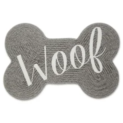 Kirkland's Home Gray Woof Bone Pet Bowl Mat- Kitchen & Floor Mats