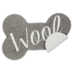 Kirkland's Home Gray Woof Bone Pet Bowl Mat- Kitchen & Floor Mats