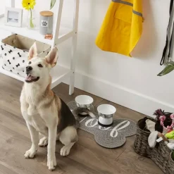Kirkland's Home Gray Woof Bone Pet Bowl Mat- Kitchen & Floor Mats