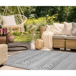 Kirkland's Home Gray Zig-Zag Ezra Indoor/Outdoor Area Rug, 6X9- Outdoor Rugs