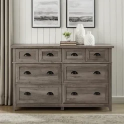 Kirkland's Home Graywash Wood Cup Handle Dresser- Dressers & Chests
