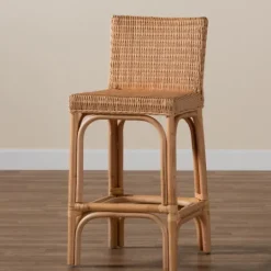 Kirkland's Home Greek Natural Rat Woven Counter Stool- Bar Stools & Counter Height Stools