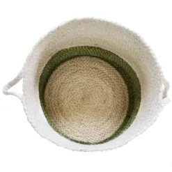 Kirkland's Home Green And Cream Woven Basket With Tassel, 17 In.- Baskets & Boxes