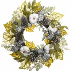 Kirkland's Home Green And Gray Ribbon Harvest Mix Wreath- Wreaths