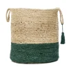 Kirkland's Home Green And Tan Woven Basket With Tassel, 19 In.- Baskets & Boxes