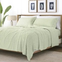 Kirkland's Home Green And White Chevron 3-Pc. Twin Sheet Set- Bed Sheets