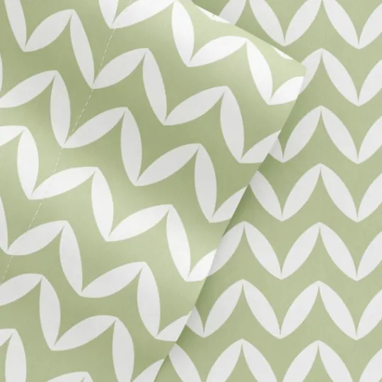 Kirkland's Home Green And White Chevron 3-Pc. Twin Sheet Set- Bed Sheets