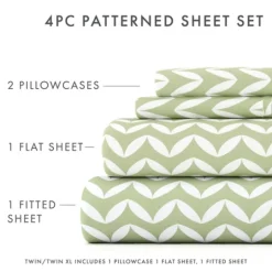 Kirkland's Home Green And White Chevron 3-Pc. Twin Sheet Set- Bed Sheets
