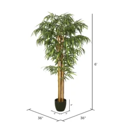 Kirkland's Home Green Bamboo Tree In Black Planter- Trees & Topiaries