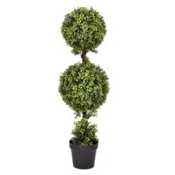 Kirkland's Home Green Double Ball Boxwood Potted Topiary- Trees & Topiaries
