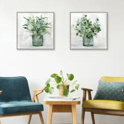 Kirkland's Home Green Garden 2-Pc. Framed Canvas Art Print Set- Canvas Art