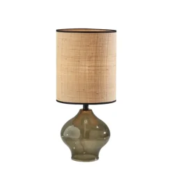 Kirkland's Home Green Glass And Rat Shade Table Lamp, 23 In.- Table Lamps