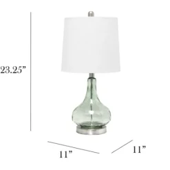 Kirkland's Home Green Glass Ripple Table Lamp- Table Lamps