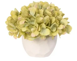 Kirkland's Home Green Hydrangea Arrangement In Geometric Bowl- Arrangements & Greenery