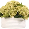 Kirkland's Home Green Hydrangea Arrangement In Ribbed Bowl- Arrangements & Greenery