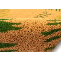 Kirkland's Home Green Palm Fronds Welcome Coir Doormat- Doormats