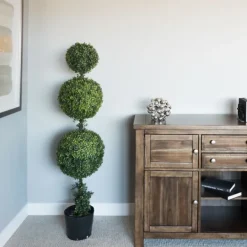 Kirkland's Home Green Triple Ball Boxwood Potted Topiary, 4 Ft.- Trees & Topiaries