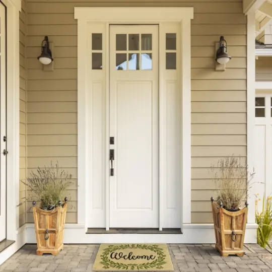 Kirkland's Home Green Wreath Welcome Coir Doormat- Doormats