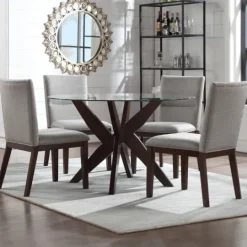 Kirkland's Home Greige And Walnut Dining Chairs, Set Of 2- Dining Chairs