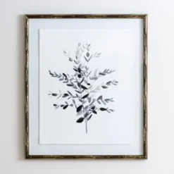 Kirkland's Home Greige Leaves Ii Bamboo Frame Art Print- Framed Art
