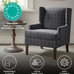 Kirkland's Home Grid Plaid Upholstered Martha Stewart Accent Chair- Accent Chairs
