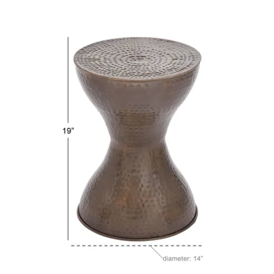 Kirkland's Home Hammered Bronze Iron Hourglass Accent Table- Accent & End Tables