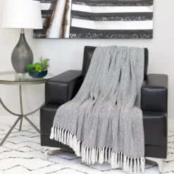 Kirkland's Home Hand Loomed Herringbone Throw- Blankets & Throws