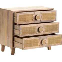 Kirkland's Home Hand Woven Cane 3-Drawer Wood Chest- Dressers & Chests