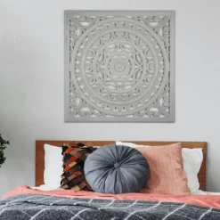 Kirkland's Home Handcarved Floral Medallion Wood Wall Plaque- Wall Plaques