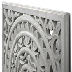 Kirkland's Home Handcarved Floral Medallion Wood Wall Plaque- Wall Plaques