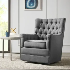 Kirkland's Home Hand-Tufted Swivel Glider Accent Chair- Accent Chairs