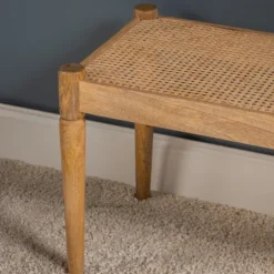 Kirkland's Home Handwoven Rattan Cane And Mango Wood Bench- Entryway Furniture