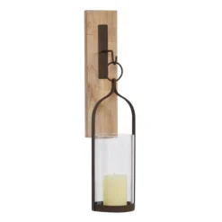 Kirkland's Home Hanging Lantern Fir Wood And Iron Sconce- Sconces