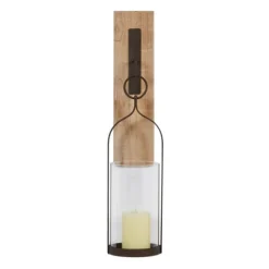 Kirkland's Home Hanging Lantern Fir Wood And Iron Sconce- Sconces