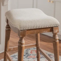 Kirkland's Home Hazelnut Upholstered Curved Seat Counter Stool- Bar Stools & Counter Height Stools