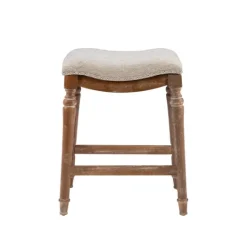 Kirkland's Home Hazelnut Upholstered Curved Seat Counter Stool- Bar Stools & Counter Height Stools