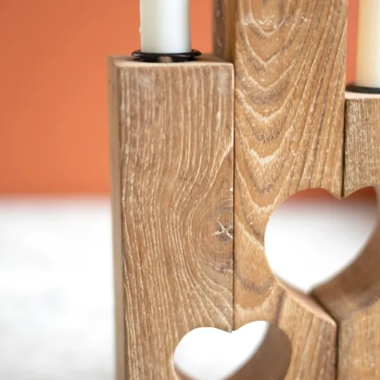 Kirkland's Home Heart Cutout Wood Taper Candle Holders, Set Of 3- Candle Holders