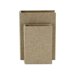 Kirkland's Home Heathered Beige Linen Book Boxes, Set Of 2- Baskets & Boxes