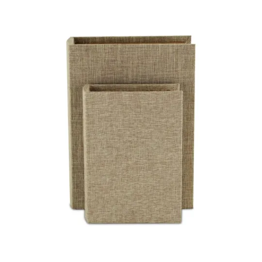 Kirkland's Home Heathered Beige Linen Book Boxes, Set Of 2- Baskets & Boxes